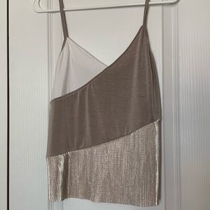 Zara Tank Top, Gold/Wht, Medium